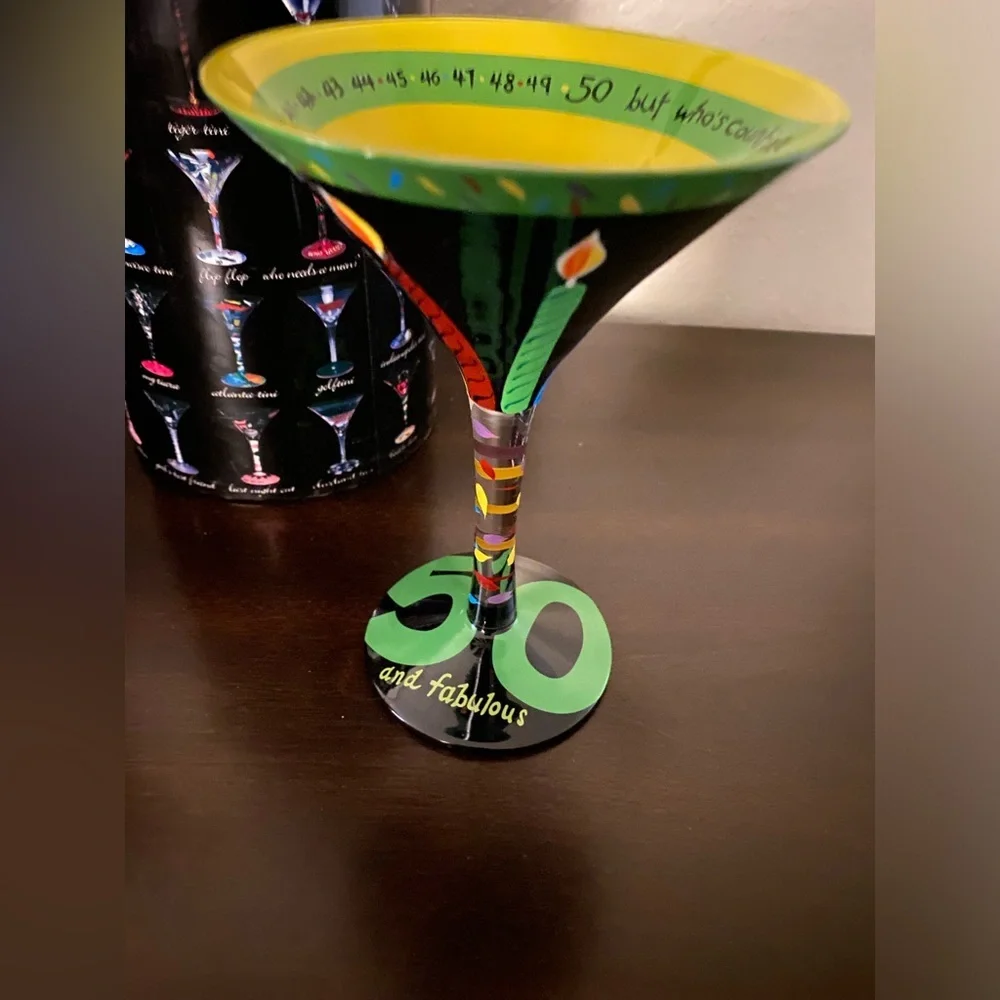 Lolita 50 & Fabulous Martini Glass 10oz Hand Painted NIB Collectible
